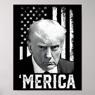 Poster Merica Trump 4 juillet heureux Trump Drapeau améri