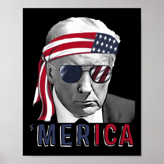 Poster Merica Trump 4 juillet heureux Trump Drapeau améri (Devant)