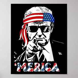 Poster Merica Trump 4 juillet heureux Trump Drapeau améri