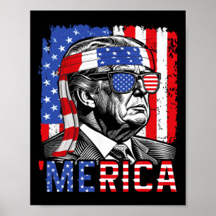 Poster Merica Trump Happy 4 juillet Drôle américain drôle