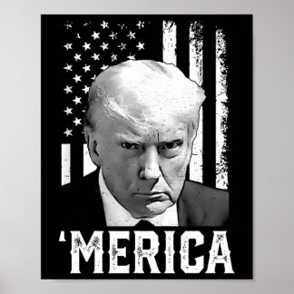 Poster Merica Trump Joyeux 4 juillet Trump Drapeau Améric