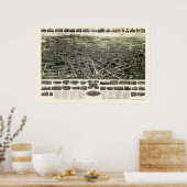 Poster Meriden, CT Carte panoramique - 1918 (Cuisine)