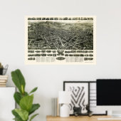 Poster Meriden, CT Carte panoramique - 1918 (Bureau à domicile)