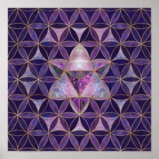 Poster Merkabah sur Fleur de vie motif (Devant)