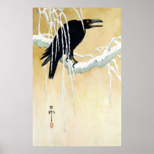 Poster Merle dans la neige, Ikeda Koson