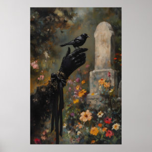 Poster Merle sorcière Finch gothique victorien de deuil