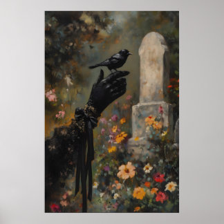 Poster Merle sorcière Finch gothique victorien de deuil