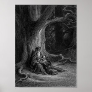 Poster Merlin and Vivien by Gustave Doré 1868