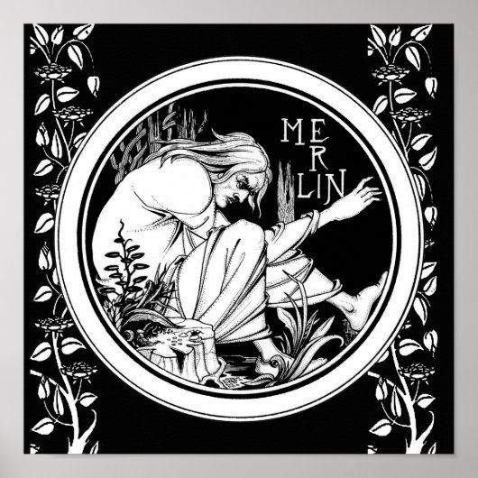 Poster Merlin imaginaire Art Nouveau (Devant)