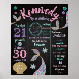 Poster Mermaid 1er anniversaire Poster, Jalon de jalon