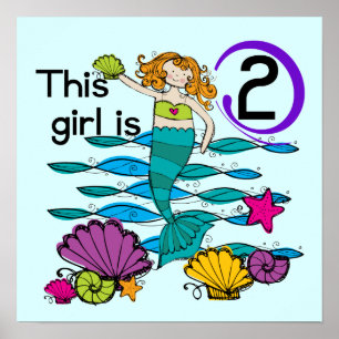 Poster Mermaid 2e Anniversaire Tshirts et cadeaux