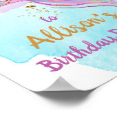 Poster Mermaid Aquarelle Queue Rose Girl Bienvenue Annive (Coin)