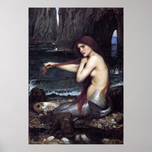 Poster Mermaid by J W Waterhouse, 1901 (Devant)