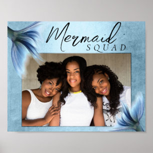 Poster Mermaid Crew Ice Blue Muted Glam Friends Photo