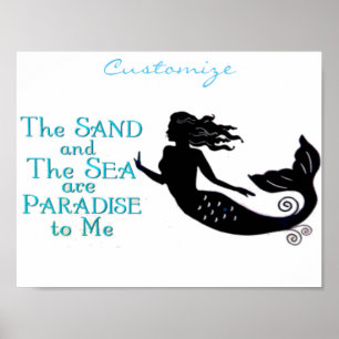Poster Mermaid de plage de sable et de mer Thunder_Cove