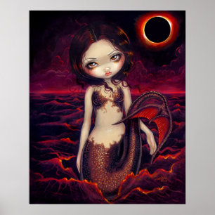 Poster Mermaid Eclipse gothique lune imaginaire Art