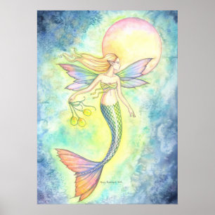 Poster Mermaid et la bulle de lune Imaginaire Art