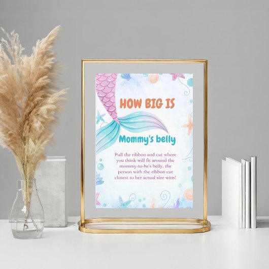 Poster Mermaid How Big is maman's ventre Baby shower jeu