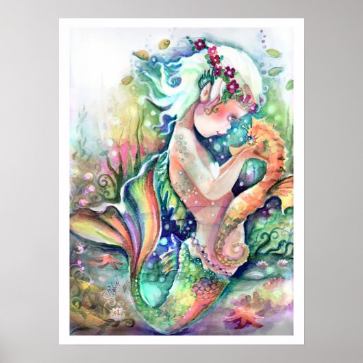 Poster "Mermaid Love her Seahorse" (Devant)