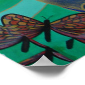 Poster Mermaid Nage avec Papillons Imaginaire Art (Coin)