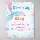 Poster Mermaid ne pas dire Baby shower bébé signe de jeu (Devant)