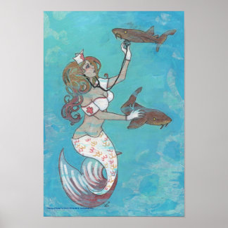 Poster Mermaid Nurse Shark Imaginaire Art Imprimer l'affi