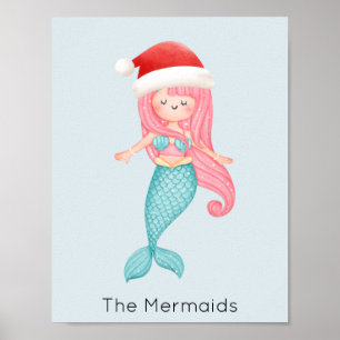 Poster Mermaid Père Noël Noël
