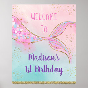 Poster Mermaid Pink Gold Anniversaire