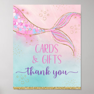 Poster Mermaid Pink Gold Cartes & Cadeaux Anniversaire