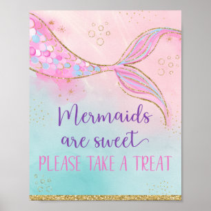 Poster Mermaid Pink Gold Prenez Une Attente Anniversaire