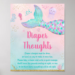 Poster Mermaid Pink Gold Sous Les Pensées De La Mer