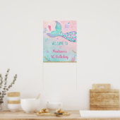 Poster Mermaid Pink Gold Under the Sea Anniversaire Bienv (Cuisine)