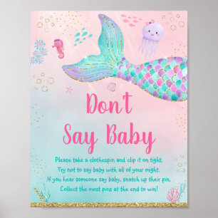 Poster Mermaid Pink Gold Under the Sea Ne dis pas Baby