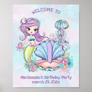 Poster Mermaid Premier anniversaire   Bienvenue à la fête