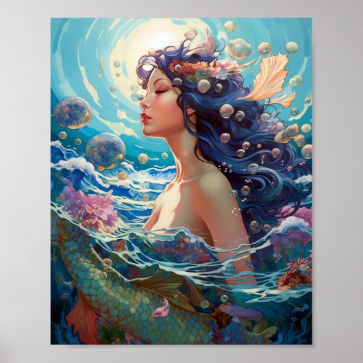 Poster Mermaid Sea Goddess Imaginaire Art (Devant)