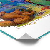 Poster Mermaid, Seahorse et Octopus Original Art (Coin)