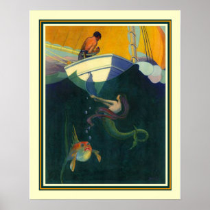 Poster Mermaid & the Sailboat 1920 Imprimer 16x20
