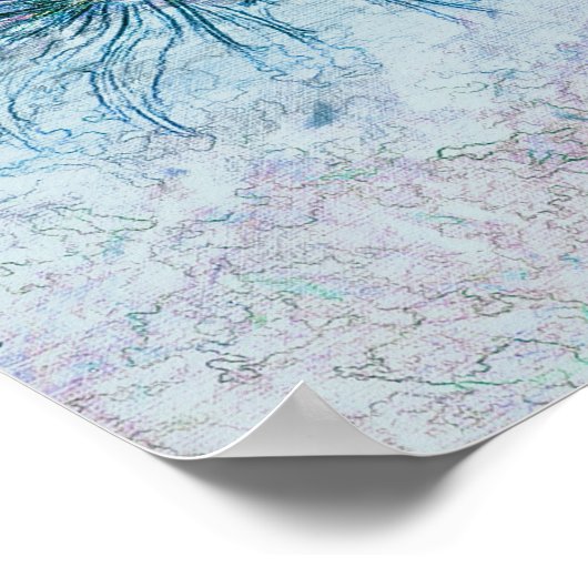 Poster Mermaid Turquoise Vert Nautique Vagues Océan Décou (Coin)