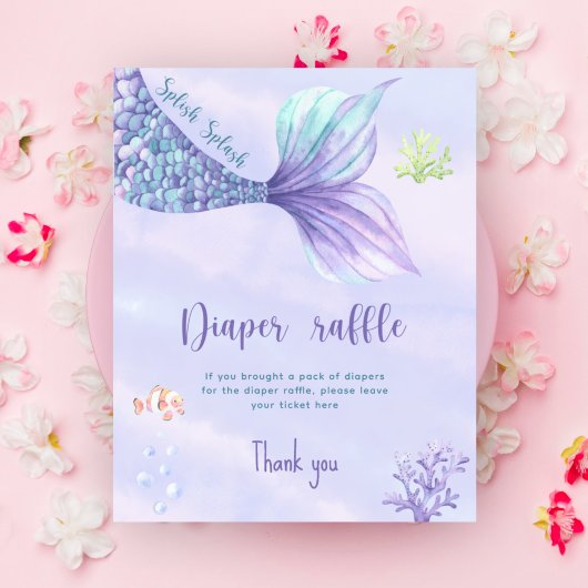 Poster Mermaid Under the Sea Diaper jeu de raffle