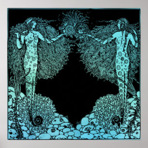 Poster Mermaids Art Nouveau de la mer