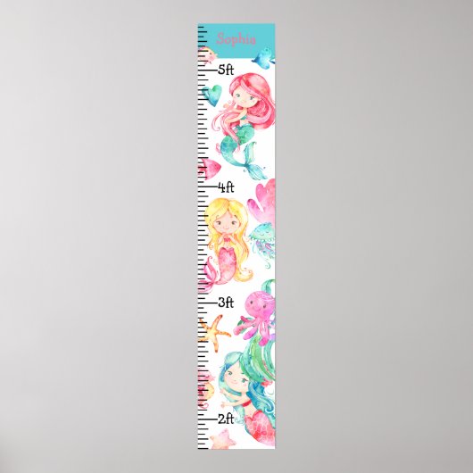 Poster Mermaids sous le rose de la mer Graphique de crois (Devant)