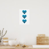 Poster Mérou - Cœurs bleus, disposés verticalement |  (Cuisine)
