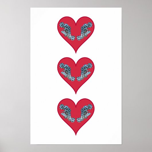Poster Mérou - Cœurs rouges, disposés verticalement | (Devant)