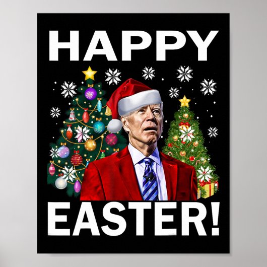 Poster Merry 4th Of Easter Funny Joe Biden Christmas Ugly (Devant)