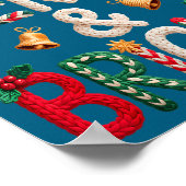 Poster Merry &amp; Bright Christmas Santa Hat Crochet Kni (Coin)