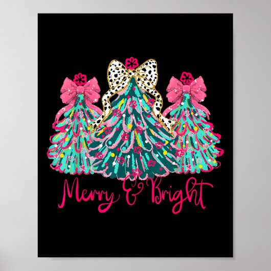 Poster Merry And Bright Christmas Tree Coquette (Devant)