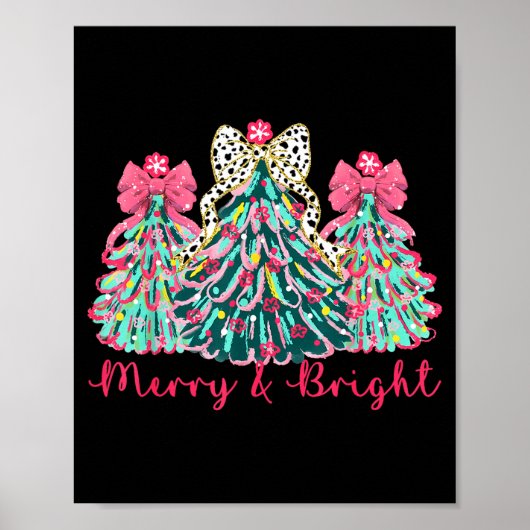 Poster Merry And Bright Christmas Tree Xmas Tree Family H (Devant)