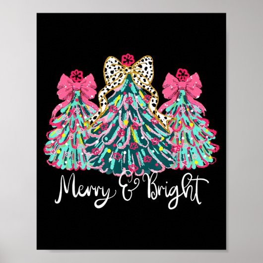 Poster Merry And Bright Nk Christmas Tree Xmas Holiday Wo (Devant)