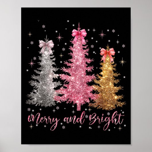 Poster Merry And Bright Santa Christmas Tree Lights Pajam (Devant)
