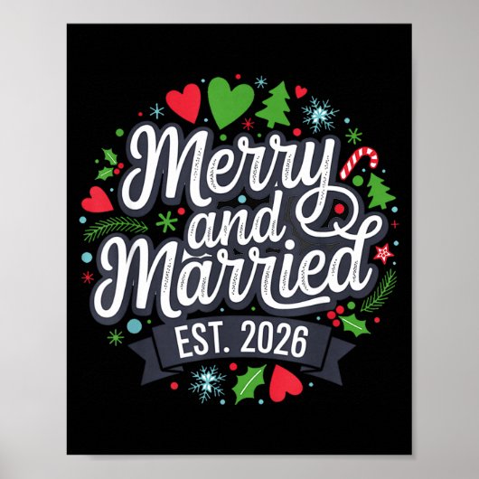 Poster Merry And Married 2026 - Matching Couple Christmas (Devant)
